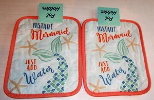 COASTAL POT HOLDERS 6.75" x 8.5" Set of 2 INSTANT MERMAID,JUST ADD WATER - Picture 1 of 1