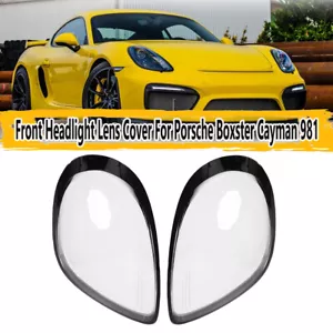 2x Front Headlight Lens Cover shade Cap For Porsche Boxster Cayman 981 2014-2016 - Foto 1 di 11
