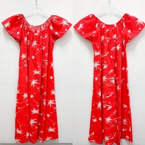 Vintage Hilo Hattie Red Hawaiian Print Short Sleeve Elastic Dress, Womens Size S - Picture 1 of 6