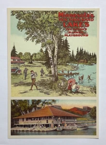 Minnesotas Ten Thousand Lakes 1920 Road Map Dance Pavilion Illustration Postcard - Picture 1 of 2