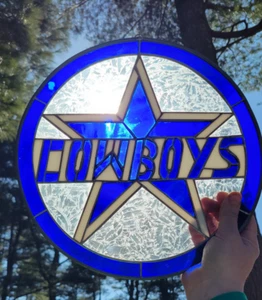 Dallas Cowboys 12" X 14" Handcrafted Stained Glass Sign - Picture 1 of 8