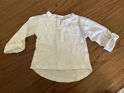 Zara Kids Top White Roll Tab 12-24 Months Girls Boys Casual - Image 1 of 4