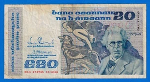 Ireland 20 Pounds 1988 (13-DEC-88) P-73c Circulated Note DLL 173935 - Picture 1 of 4