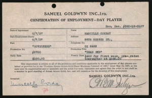 DEAD END / Marcelle Corday 1937 signed contract, Humphrey Bogart film noir - Picture 1 of 1