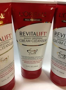 LOT OF 3 - L'Oreal Revitalift Radiant Smoothing Cream Cleanser, 5 fl oz NEW. - Picture 1 of 5