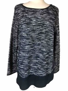 Croft & Barrow Women's XXL Sweater Top Layer Look Long Sleeve Navy Pullover NWT - Picture 1 of 9