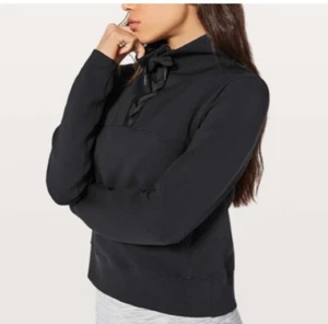 Women's Lululemon tied to you black neoprene pullover jacket Size 4 - Picture 1 of 8