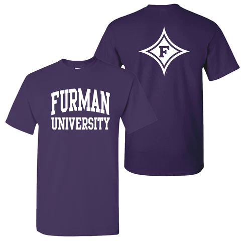 Furman University Paladins Front Back Print T Shirt - Purple Cover