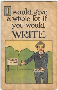 "I would give you a Whole Lot" Deed Comic Real Estate 1914 Vintage Postcard - Picture 1 of 2
