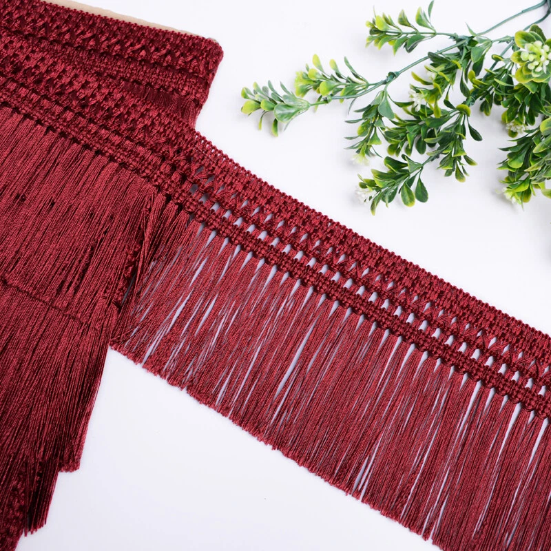 ab 1m Luxus Fransen 12cm wienrot Schnittfransen Tanzfransen Dekoborte Spitze DE - Bild 1 von 1