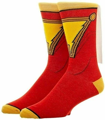 Shazam Sock Pair DC Comics Superhero Zachary Levi Costume Gift Cosplay cape - Image 1 of 3