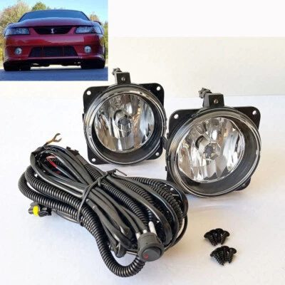For 2003 2004 Ford Mustang SVT Cobra Coupe Clear Fog Light with Bulbs Wiring - Image 1 of 4