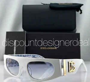 DOLCE & GABBANA Geometric Sunglasses DG4411 3371/19 White Blue Frame Blue Lens - Picture 1 of 8