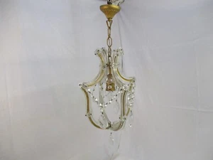 ANCIEN LUSTRE A PAMPILLES SUSPENSION EN VERRE TAILLE A FACETTES - Foto 1 di 11