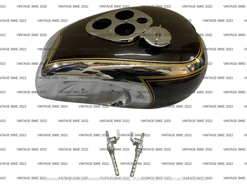 Triumph T90 5T Speed Twin Chrome Maroon 油箱 1948 带盖水龙头/适合 — 第 1/4 张图片