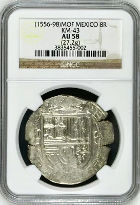 Mexico (1556-98) MOF 8 Reales NGC AU58, Philip II Cob - Image 1 of 4