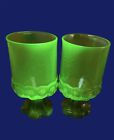 Tiffin Franciscan Citron Green Madeira Water Goblet Glasses Uranium Glowing Set