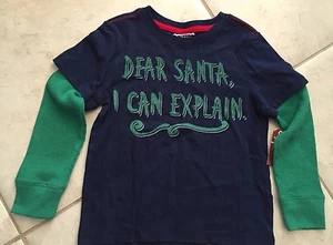 New Boys Long-Sleeve Santa I Can Explain Shirt Size 4T Green Christmas Holiday - Picture 1 of 2