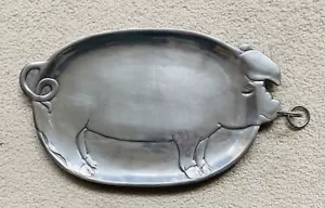 Vtg Large Cast Craft Aluminum Pig Carving Platter Serving Platter Charcuterie - Picture 1 of 5