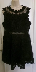 TOPSHOP BLACK LACE EVENING DRESS w/SHEER MESH LACE PANELS - 12 - Picture 1 of 12