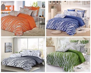 trees bedding set: duvet cover set + size-matching white comforter, queen/king - Picture 1 of 11