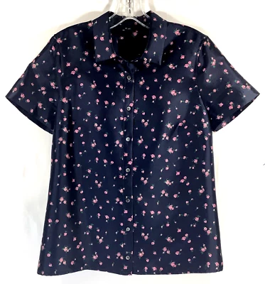 J.CREW COLLECTION Top Manga Corta Talla 6 Azul Marino Rosebud Lana-Seda Sarga 05043 Foto 1 de 4