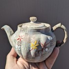 Antique Japanese Banko Nerikomi Neriage Porcelain Teapot Kyusu Sakura Momiji
