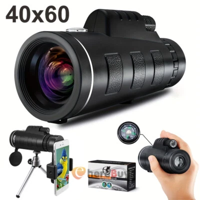 40x60 Monocular Telephoto Telescope HD Portable Waterproof with Tripod and Clip - Image 1 of 4
