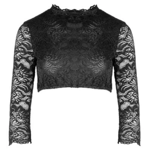 Spieth & Wensky Dirndlbluse Amsterdam 3/4-Arm schwarz hochgeschlossen Spitze - Bild 1 von 11