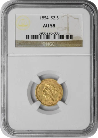 1854 $2.50 Gold Liberty Head AU58 NGC Cover