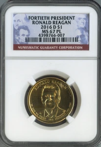 Dólar Ronald Reagan 2016-D NGC MS67 PL prueba como calidad - Imagen 1 de 2