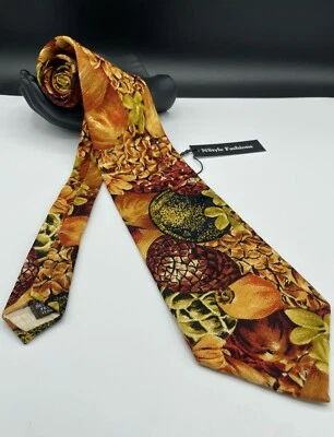 Corbata de cuello GIVENCHY Monsieur para hombre de seda ~ amarilla ~ floral ~ ¡Hecha en EE. UU.! Foto 1 de 4