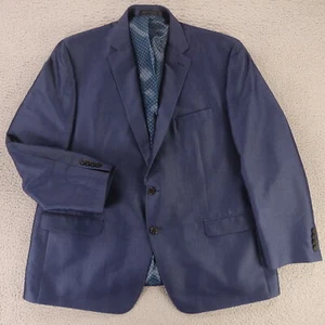 Ralph Lauren Jacket XL Blue Sharkskin Polyester Twill Blazer Sport Coat 48R - Picture 1 of 15