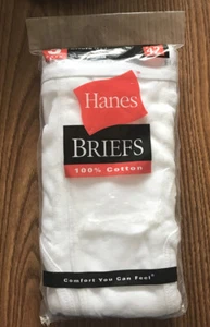 3 Pack Vintage 2000 Hanes Mens White Briefs Size 42 New Old Stock Sealed Packet - Picture 1 of 4