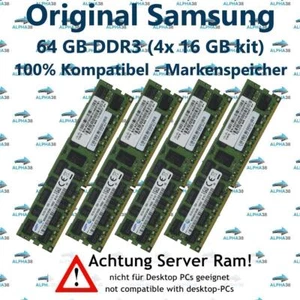64 GB (4x 16 GB) Rdimm ECC Reg DDR3-1600 Supermicro 6016T-GTF 6016T-MR RAM - Picture 1 of 1
