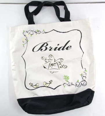 Bolso de Mano de Lona para Novia Blanco y Negro Campanas de Boda Mediano Ceremonia de Novio Usado en Excelente Condición Foto 1 de 4