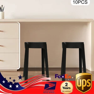 10 Pack Plastic Stackable Stools 18In Height Stack Stools Nesting Fashion Black - Picture 1 of 18