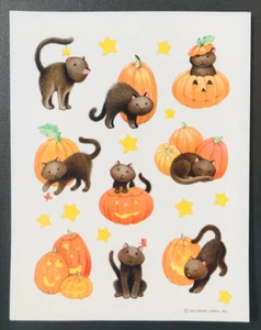 VTG Hallmark Stickers Playful Cats Pumpkin Fall Harvest Halloween JOL NEW - Picture 1 of 1