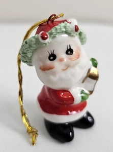 Vintage Napco Christmas Santa Figurine Lantern Bone China Porcelain 2” Tall - Picture 1 of 5