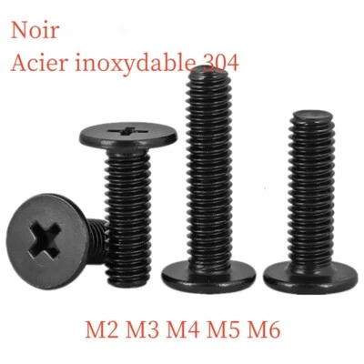 M2 M3 M4 M5 M6 Vis À Tête Plate Phillips Utrathin En Acier Inoxydable 304 Noir - Image 1 of 4