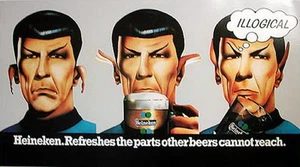Póster publicitario de cerveza Star Trek Mr. Spock 1975 del Reino Unido - original - 18""x7"" - enrollado - Imagen 1 de 1