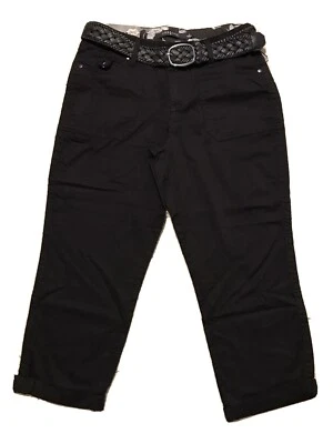One 5 One Women's Braided Belt Crop Pants Black Size 4 - Image 1 of 4
