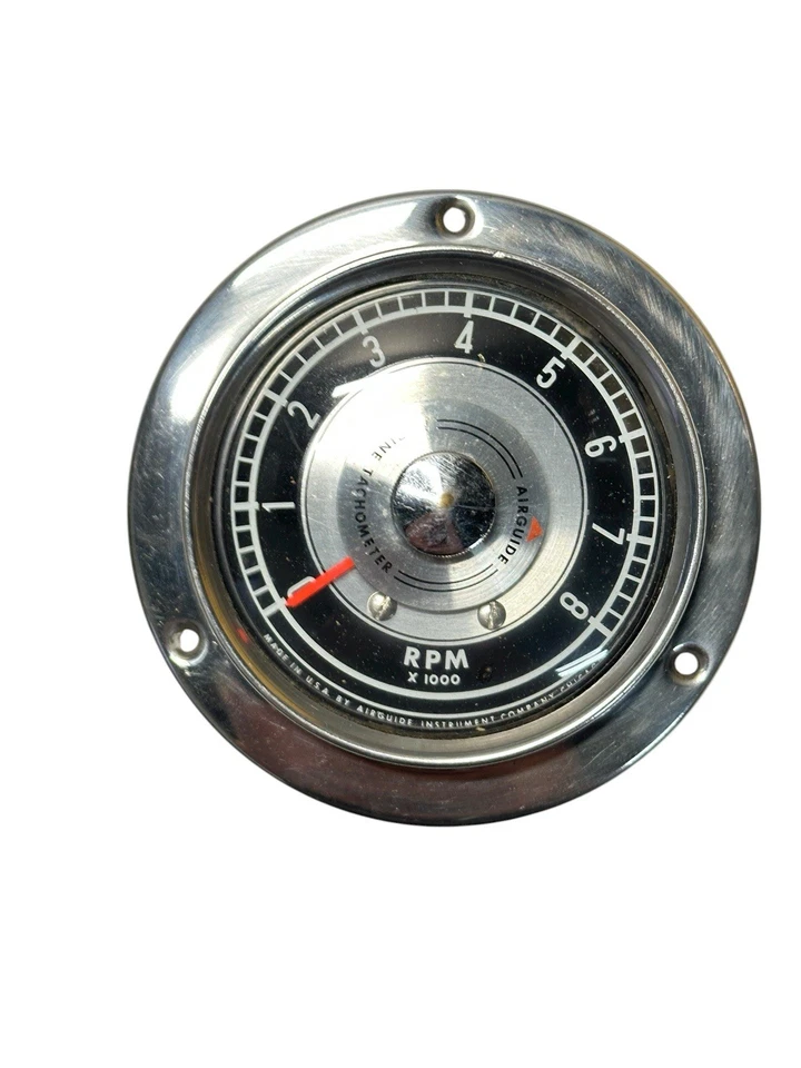 Vintage Airguide Marine Tachometer 8000 RPM Gauge Chrome Boat Part 691 - Image 1 of 4