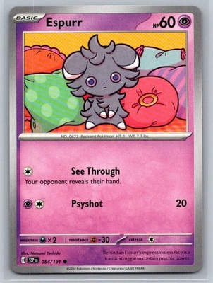 Espurr #084/191 SV08: Scarlet & Violet Surging Sparks Common - Pokemon Cards G13 - Image 1 of 2