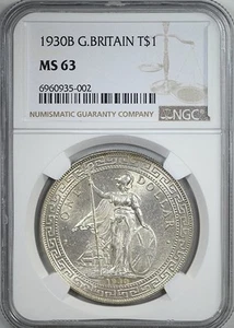 1930B Gran Bretagna dollaro commerciale T$1 NGC MS63 - Foto 1 di 5