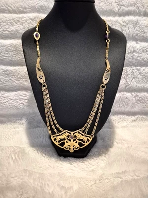 Collar de colección firmado Wild Bryde chapado en oro "FOX & PAW PRINTS" declaración 20 '' Foto 1 de 4