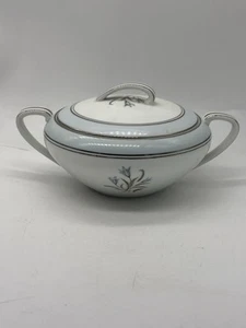Vintage Noritake Bluebell 5558 Lidded Sugar Bowl | Japan Porcelain | Silver Trim - Picture 1 of 6
