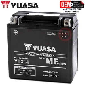 YTX14-BS YUASA SEALED MOTO GUZZI Stelvio Aras E5+ 1000 BATTERY 2024-2024 - Picture 1 of 3