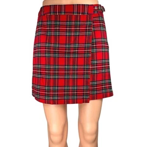Brandy Melville J. Galt Red Multicolor Plaid Tartan High Waisted Mini Skirt Sz S - Picture 1 of 5