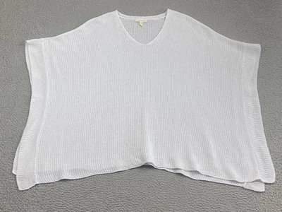 Poncho Top Eileen Fisher Tejido Talla Única OS Blanco Cortina Asimétrica Lino Orgánico Foto 1 de 4